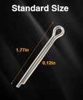 12 Pack Marine Propeller Cotter Pins Stainless Steel 304 Durable Replacement For Suzuki Outboard Motors And Evinrude Johnson Yamaha Boats Replaces 09204-03001 91401-40025-00 5030087. Single standard size stainless steel cotter pin with dimensions shown.