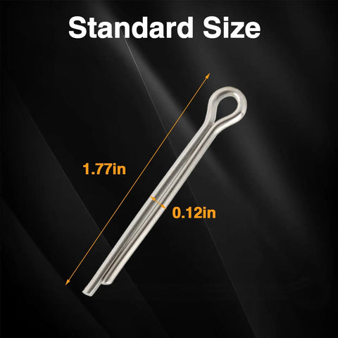 12 Pack Marine Propeller Cotter Pins Stainless Steel 304 Durable Replacement For Suzuki Outboard Motors And Evinrude Johnson Yamaha Boats Replaces 09204-03001 91401-40025-00 5030087. Single standard size stainless steel cotter pin with dimensions shown.