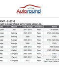 Compatibility chart for Rear Wheel Bearing And Hub Assembly For Jeep Compass Patriot 2007 To 2017 Chrysler 200 2011 To 2014