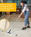 Woman using Top Shelf 36 Inch Heavy Duty Dust Mop For Hardwood Floors Featuring Absorbent Pad and Quick Grip Handle.