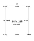 Diagram showing layout and size of Premium Heavy Duty Waterproof Tarp 18 Foot By 24 Foot 18 Mil Thick White And Brown Reversible Tarp