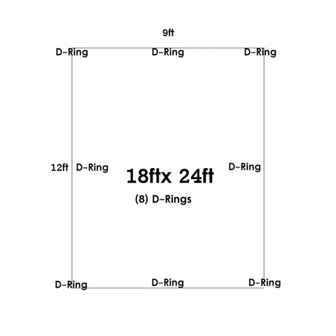 Diagram showing layout and size of Premium Heavy Duty Waterproof Tarp 18 Foot By 24 Foot 18 Mil Thick White And Brown Reversible Tarp