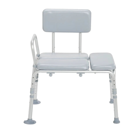 Padded Shower Seat Chair With Sturdy Aluminum A Frame Easy Transfer Bath Bench Cushioned Seat And Backrest Heavy Duty Support Up To 400 Pounds Safe Comfortable Mobility In Shower front view