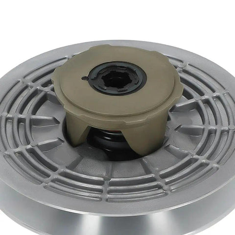 Heavy Duty Secondary Driven Clutch Assembly For 330 400 450 1000 4x4 Vehicles Drop In Swap Replacement close-up view of pulley and cap.