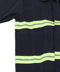 Close-up of Heavy Duty Fire Retardant Work Suit With Aramid Insulation And High Visibility Design featuring reflective strips.