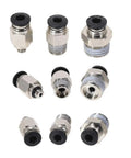 Push To Connect Pneumatic Fitting Three Eighths Inch Tube OD To One Quarter Inch NPT Male Straight Quick Connect Air Fitting Pack Of Ten