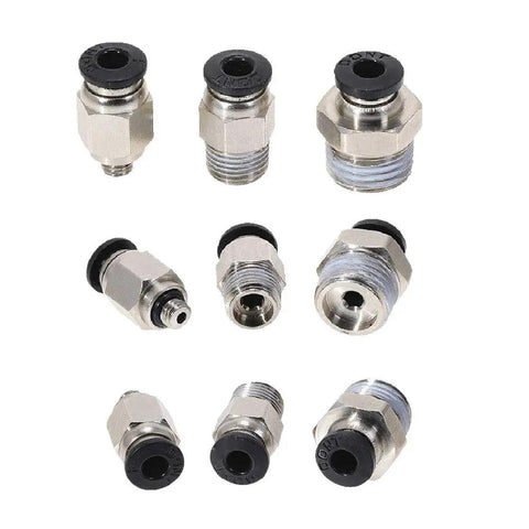 Push To Connect Pneumatic Fitting Three Eighths Inch Tube OD To One Quarter Inch NPT Male Straight Quick Connect Air Fitting Pack Of Ten