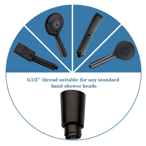 Types of hand shower heads compatible with 69 Inch Extra Long Stainless Steel Shower Hose With Brass Insert, Oil Rubbed Bronze Finish.