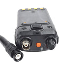Close-up of handheld radio with BNC port for Dual Band Telescopic Soft Antenna For VHF UHF 2M 70CM With BNC Connector Adjustable 8 To 14 Inch Length Boosts Range On Vertex Handheld Radios Like HR146 HX300 HX320 HX400 Excellent For Clear Strong Comms