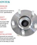 Top view of Rear Wheel Hub And Bearing Assembly 512519 For Mazda CX 5 2014 2020 5 Lug FWD 2 Pack with focus on lug arrangement.