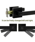 Adjustable Six Pack Matte Black Privacy Door Levers With Square Plate Locks For Bedroom And Bathroom, Durable Zinc Alloy