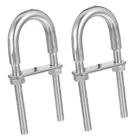Heavy Duty Marine Grade U-Bolts Kit M8 By 100mm For Boat Trailers Yacht Rigging Axles Fasteners With Nuts Washers Rustproof Stainless Steel close-up