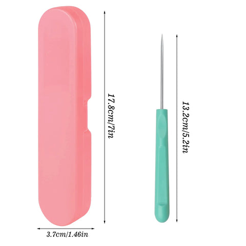 Next Level Cookie Scribe Needles For Home Bakers, 5.2 Inch Precision Icing Art Pins with pink case and mint handle.