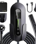 Tesla Compatible Level 2 EV Charger With 40A Adjustable Current 240V Portable Home Charger With 21 Ft Cable NEMA 14-50P Plug LCD Display NACS Connector For Model Y X 3 S, showing complete set with cables and connectors.