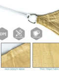 Close-up of sand yellow HDPE fabric with grommet, Sun Shade Sail Sand Yellow Rectangle 12Ft By 15Ft Permeable Garden Canopy details shown