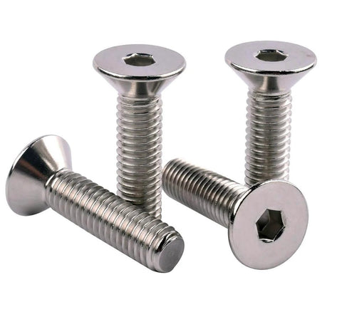 M4 X 10mm Flat Head Socket Cap Countersunk Screws DIN7991 304 Stainless Steel 18-8 Allen Hex Drive Fully Threaded, Pack of 50, visible close-up