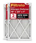 16 By 20 By 1 Inch Air Filter For AC Or Furnace MERV 11 MPR 1000 Micro Allergen Defense 3 Month Replacement 2 Pack