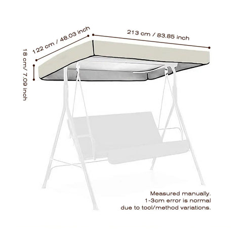 Diagram showing dimensions of Beefed Up Outdoor Swing Canopy Replacement Cover Waterproof Top For 75x47 And 84x48 Inches