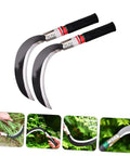 Manganese Steel Sickle Set With Ergonomic Handle, Two Pack For Gardening, Weeding, Tree Cutting And Reaping Hook shown in use