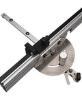 Real Deal Adjustable Miter Gauge For Table Saw With Easy No Sweat Angle Adjustments And Hella Solid Aluminum Guide Knob For Pro Woodworking and Router Accessories, showing aluminum construction and adjustable features.