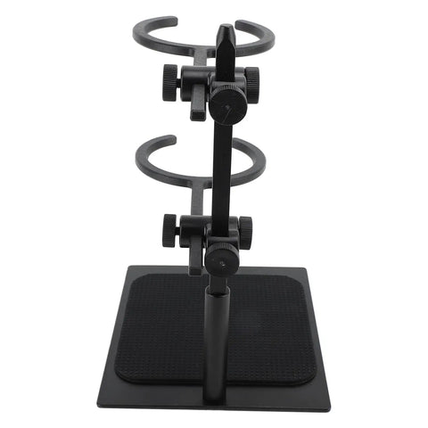 Slick Dual Tier Pour Over Coffee Stand Set With Premium Glass Carafe And Aluminum Hand Drip Brewing Rack, adjustable black aluminum rack.