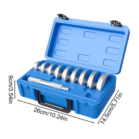 Heavy Duty Aluminum Wheel Bearing Puller Press Kit With Anti Slip Handle For Quick Removal And Installation On Common Tire Sizes Cutting Service Time Fast While Providing A Secure Grip Build That Is Wicked Lightweight For One Hand Work Like A Boss, blue 10-piece case