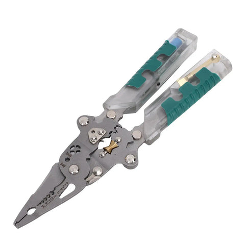 Folding Wire Stripper Plies With Voltage Tester 8 Inch Electrical Pliers Multi Functional Stripping Cutting Crimping Tool with ergonomic grip.