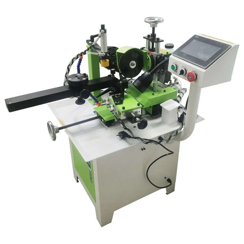 Slick CNC Circular Saw Blade Sharpener With Smart Touchscreen, featuring a digital control panel and 550W motor for sharpening blades.