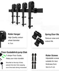 Heavy Duty Bypass Sliding Barn Door Hardware Kit For Double Doors With Single Track Carbon Steel Black Powder Coated components