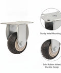 Heavy Duty Swivel Plate Caster Wheel With Solid Metal Mounting Bracket Easy Swap Replacement For Hand Trucks, showcasing sturdy metal plate and rubber wheel.