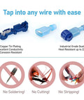 Hot 300 PCS Insulated T-Taps Quick Splice Wire Connectors For 22 To 10 AWG Cables And Super Durable Spade Terminals Kit You Gonna Love, insulated blue T-tap connectors