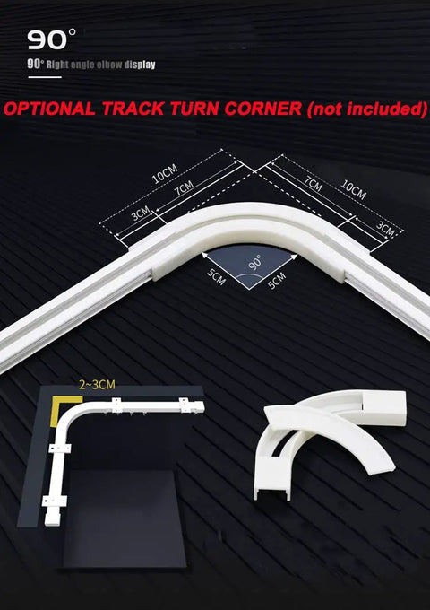 Adjustable Aluminum Curtain Track System Ceiling Mount 3.6ft To 7.2ft Length Flexible Room Divider With Runners And Hooks Easy Install White Finish No Fuss For Windows And Room Privacy 90-degree corner track