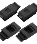 4 Pack Plastic RV Door Latches and Cabinet Locks for Distribution Boxes, sleek rectangular black design, set of four.