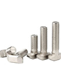 Ten Pack Nickel Plated Steel M5 M6 M8 T Hammer Head Bolts For Aluminum Profile Connectors EU20 EU30 EU40 45mm Length 10 Pieces
