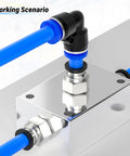 1/4 Inch Push To Connect Pneumatic Fittings Manifold Block Aluminum Splitter Pack Of 2 For PU PA PE PVC Tubing 0 To 145 Psi