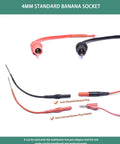 Flexible Silicone Spoon Back Probes for Automotive Wiring 4mm Banana Plug Test Leads shown in red and black with sockets.
