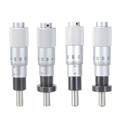 0 To 13mm Flat Type Micrometer Head With 0.01mm Accuracy showcasing four metal micrometer heads with clear graduations