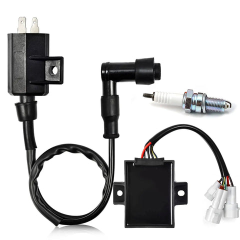 CDI Box Ignition Coil And Spark Plug Kit For Bayou 220 ATV 1988 1989 1990 1991 1992 1993 1994 1995 With OEM Numbers 21119-1226 And 21121-1160