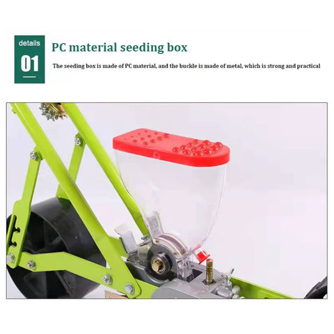 Hand Push Garden Seeder With Metal Precision Hopper Walk Behind Row Crop Planter Manual Roller Seeding For Even Spacing And Depth