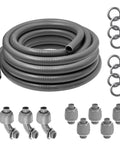Tough As Nails One Half Inch 25 Foot Liquid Tight Electrical Conduit With Ul Certified Flexible Non Metallic Cable Armor and No Drama Connector Kit for Outdoor Weather Runs