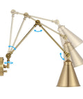 Farmhouse Swing Arm Wall Sconce Set Of 2 With Dope Industrial Adjustable Design Brass Finish showcasing extended arm flexibility.