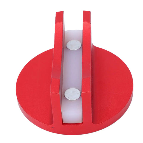 Magnetic Jack Pad For Cars And SUVs, Aluminum Grooved Pinch Weld Jack Adapter, red circular design with slotted groove