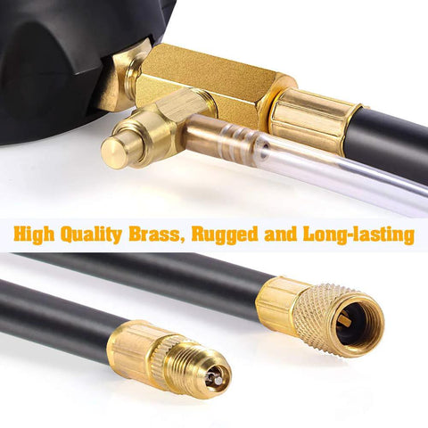 BETOOLL fuel injector pressure tester kit with brass fittings and black hoses, 0–140 PSI master set