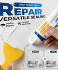 All In One Wall Patch Repair Paste Kit For Drywall Cracks And Holes being applied with scraper, quick drying mending agent in use
