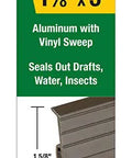Product packaging of Premium Aluminum And Vinyl Door Sweep One And Five Eighths Inch By Thirty Six Inches Brown That Keeps Out Dust And Drafts Insects And Rodents Easy Install Weather Stripping For Old Or New Doors.