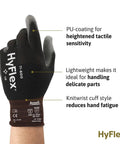 Multi Purpose Light Duty Work Gloves With Palm Coating For Metal Fabrication Automotive And Machinery Use Polyurethane Dipped Palms For Abrasion Resistant Grip Size 10 Black 12 Pairs
