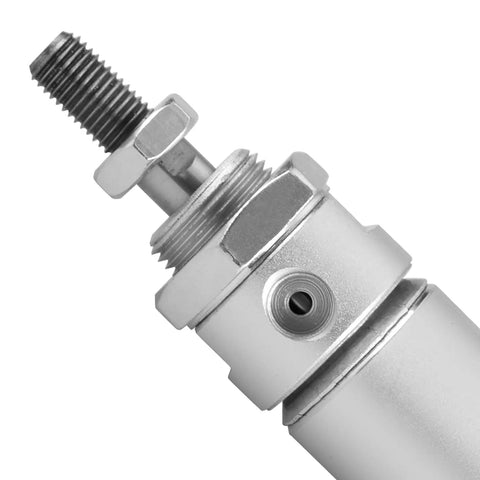 Close-up of Slim Pneumatic Air Cylinder MAL 25-125, 25mm Bore And 125mm Stroke, PT One Eighth Inch Port, showing compact aluminum body.