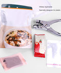 7mm Single Hole Punch for paper, plastic bags, OPP, PVC, and cardboard with food packaging items, ideal for DIY projects and school use.