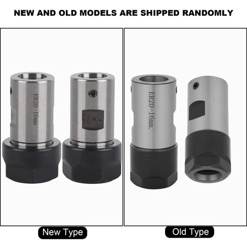 Super Solid ER20 Collet Block Chuck Holder For Lathe And Milling Machines showing new and old model designs for strength.