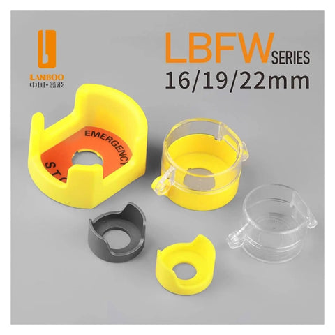 Multiple sizes of Waterproof And Dustproof Emergency Stop Button Protective Cover With Keyhole Design shown